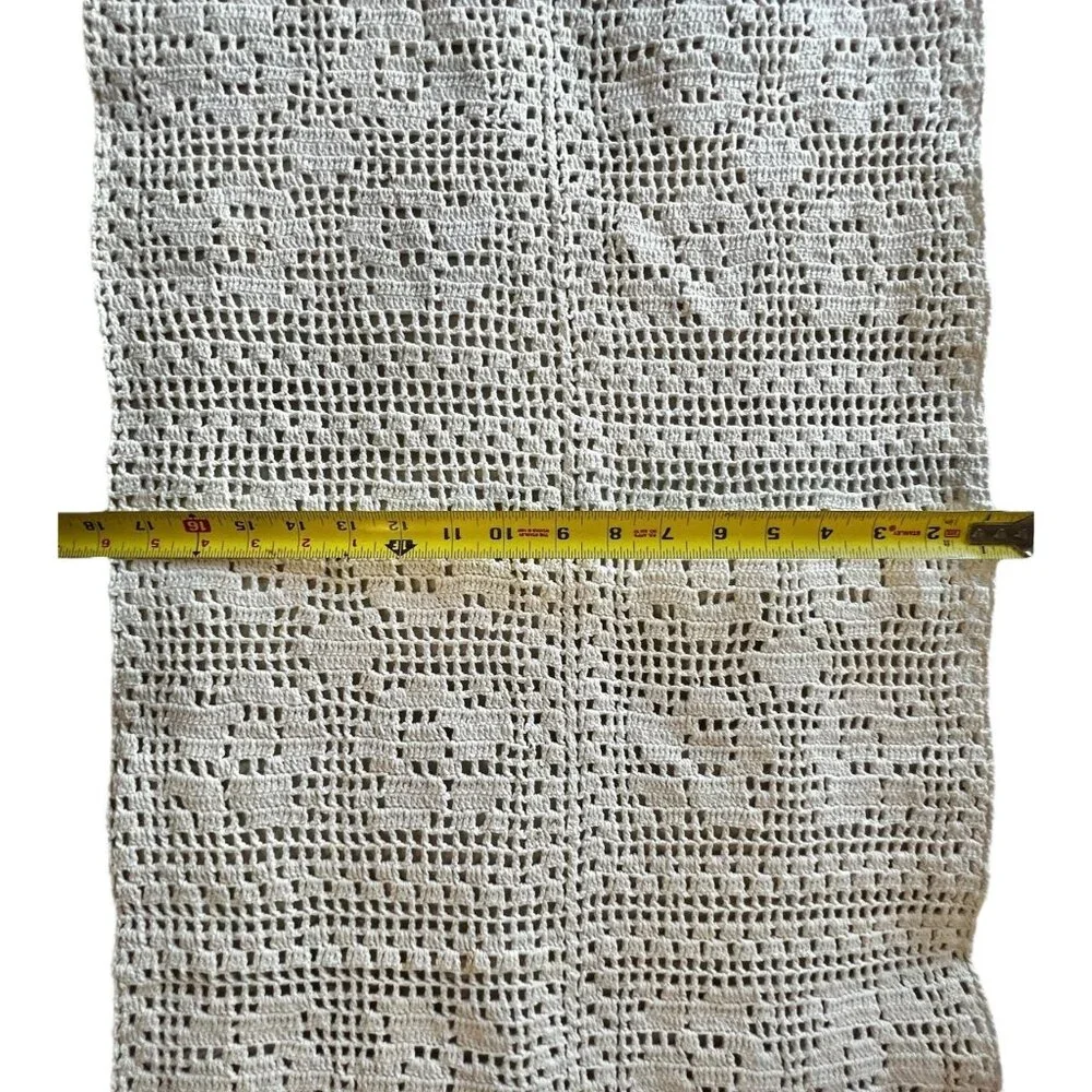 Hand-Crocheted Cream Cotton Table Runner 68